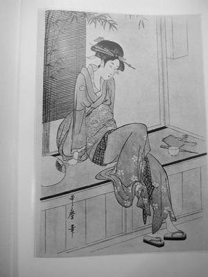 喜多川歌麿: Unknown, Bijin in robe - Japanese Art Open Database
