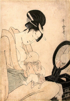 Kitagawa Utamaro: Young woman with baby - Japanese Art Open Database