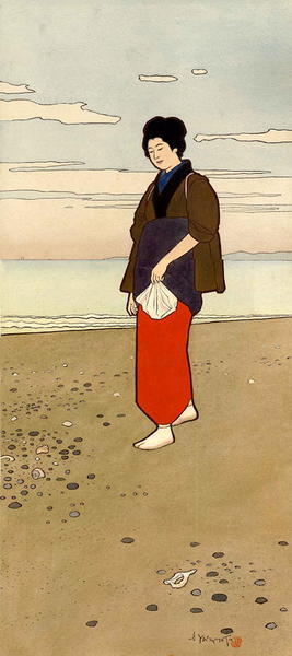 Yamamoto J: Bijin on Beach - Japanese Art Open Database