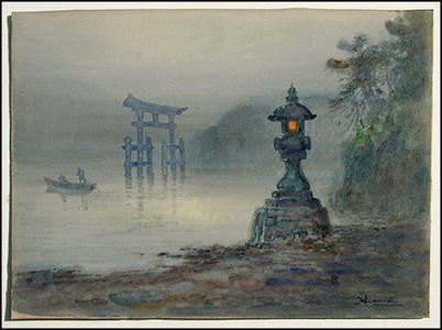 Japanese Print "Torii and Lantern" by Yoshida