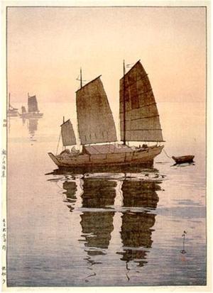吉田博: Sailing Boats - Evening - Japanese Art Open Database