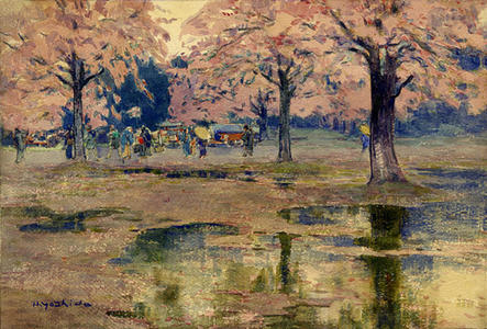 吉田博: Cherry Trees in the Rain - Japanese Art Open Database