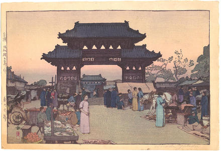 吉田博: Market in Mukden - Japanese Art Open Database