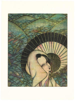前田政雄: Woman with Umbrella - Japanese Art Open Database