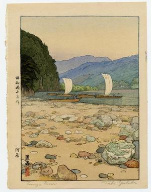 Yoshida Toshi: Kawara, Tenryu River - Japanese Art Open Database