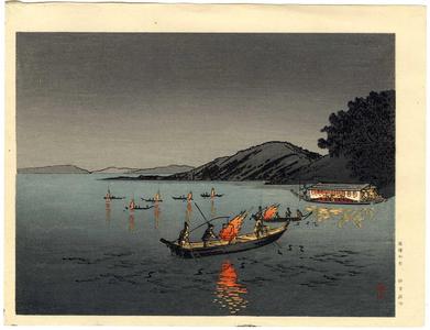Yoshimune Arai: Torch Lights on Fishing Boats- Cormorant Fishing - Japanese Art Open Database