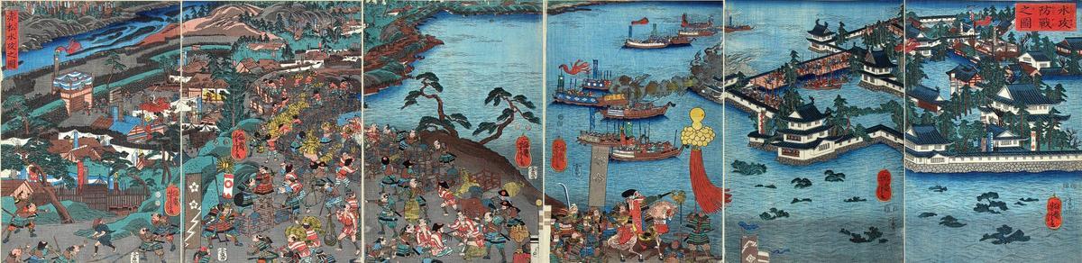 歌川芳虎: Flooding the castle of Akamatsu - Japanese Art Open Database