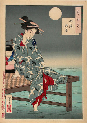 Tsukioka Yoshitoshi: Shijo noryo- Cooling off at Shijo - Japanese Art Open Database