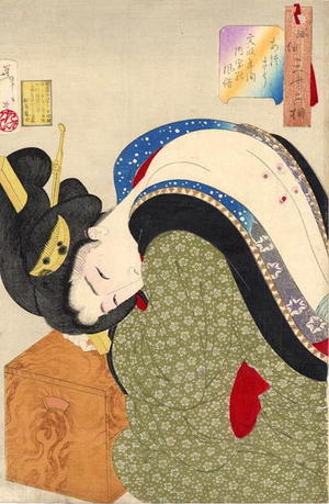 Tsukioka Yoshitoshi: Looking Hot- House wife of the Bunsei era - Japanese Art Open Database