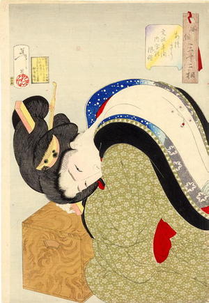 Tsukioka Yoshitoshi: Looking Hot- House wife of the Bunsei era - Japanese Art Open Database