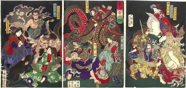 月岡芳年: A competition among powerful magicians - Japanese Art Open Database