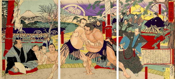 Tsukioka Yoshitoshi: The Sumo Bout - Japanese Art Open Database