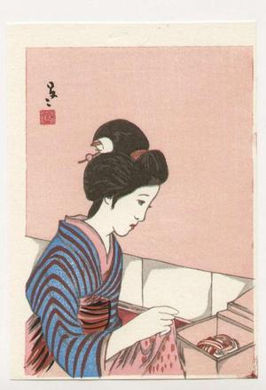 Takehisa Yumeji: Bijin and hat box - Japanese Art Open Database