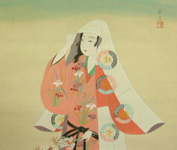 Yurimoto Keiko: Bijin in Iris Kimono - Japanese Art Open Database