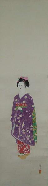 Yurimoto Keiko: Bijin in Purple Kimono - Japanese Art Open Database