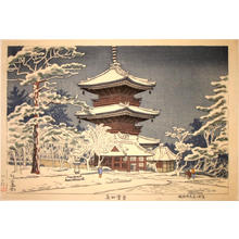 Asano Takeji, 浅野竹二 (Asano Takeji (浅野竹二))による浮世絵「Shinyo Temple in Snow」