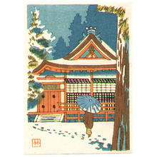 Fujishima Takeji: Temple in winter snow - Japanese Art Open Database
