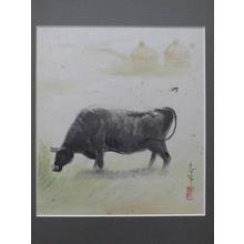 大野麦風: Black Cow — 牛 - Japanese Art Open Database
