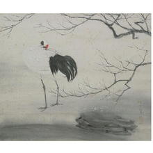 大野麦風: Crane at the Edge of a Pond — 池畔之鶴 - Japanese Art Open Database