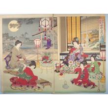 Toyohara Chikanobu: August- Moon Viewing Party — 月月見の宴 - Japanese Art Open Database