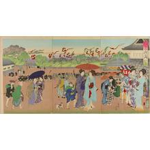 Toyohara Chikanobu: July- Tanabata Festival at Sujikai — 七月 七夕筋違 - Japanese Art Open Database