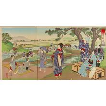 豊原周延: May- View of rice planting — 五月 田植之図 - Japanese Art Open Database