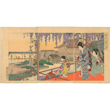 Toyohara Chikanobu: Wisteria at Kameido - Japanese Art Open Database