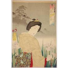 Toyohara Chikanobu: May- Iris Garden — 五月 - Japanese Art Open Database