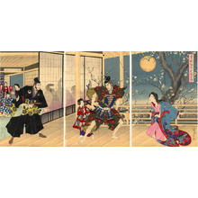 豊原周延: A confrontation in the corridor of Oiso from the story Soga Monogatari - Japanese Art Open Database