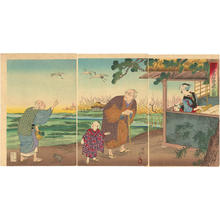 Toyohara Chikanobu: Beloved grandchildren of the old couple of Takasago - Japanese Art Open Database