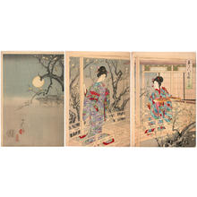 Toyohara Chikanobu: Beuties viewing plum blossoms - Japanese Art Open Database