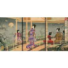 Toyohara Chikanobu: Full Moon among the Plum Trees - Japanese Art Open Database