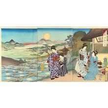 豊原周延: Moon reflected in the rice fields in Sarashina — 更科田毎の月 - Japanese Art Open Database