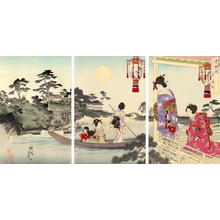 Toyohara Chikanobu: Moon viewing from Balcony - Japanese Art Open Database