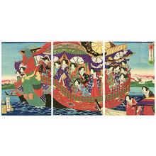 豊原周延: Phoenix Boat and Emperor - Japanese Art Open Database