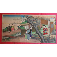 豊原周延: Plum trees in the hut of Uguise — 鶯宿梅 - Japanese Art Open Database