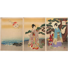Toyohara Chikanobu: Pretending an old man and an old woman of Aioi - Japanese Art Open Database
