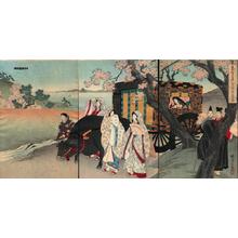 豊原周延: Priest Shiga Shonin and Court Lady - Japanese Art Open Database