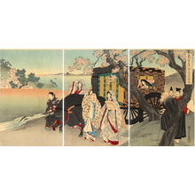 Toyohara Chikanobu: Priest Shiga Shonin and Court Lady - Japanese Art Open Database