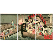 Japanese Print "Ryogoku Fireworks" by Toyohara Chikanobu, 豊原周延 (Chikanobu Yoshu (1838-1912) Toyohara (楊洲周延))