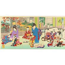 Toyohara Chikanobu: Scene of manner education for girls - Japanese Art Open Database