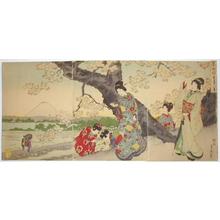 Toyohara Chikanobu: Sumida Tsutsumi hanazakari no zu — 墨田堤花盛りの図 - Japanese Art Open Database