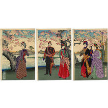 Toyohara Chikanobu: The Meiji Ladies visit with the Emperor - Japanese Art Open Database
