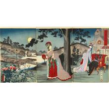 豊原周延: The emperor enjoying the evening cool - Japanese Art Open Database