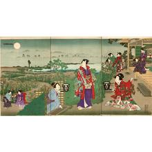 豊原周延: Untitled Genji print- Night Moon - Japanese Art Open Database