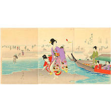 Toyohara Chikanobu: Shiohigari- Clam Digging - Japanese Art Open Database