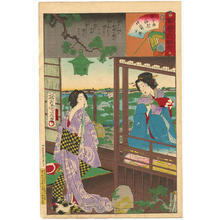 Toyohara Chikanobu: Geisha Inazuma of Inagi-ro and another geisha of Nakanocho - Japanese Art Open Database
