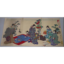 豊原周延: Sewing Scene — 裁縫の図 - Japanese Art Open Database