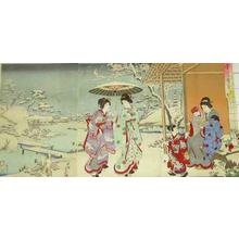 Toyohara Chikanobu: Snowy Garden Scene - Japanese Art Open Database