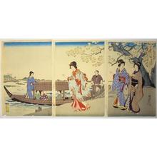 豊原周延: Cherry blossoms Sumida River - Japanese Art Open Database